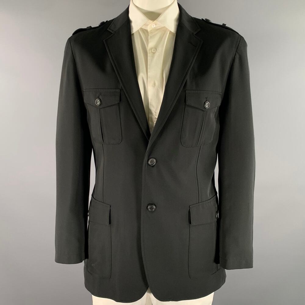 RED BRIDGE Size XL Black Polyester Blend Military Sport Coat